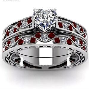 CLEARANCE 💖Crystal Heart Ring Set